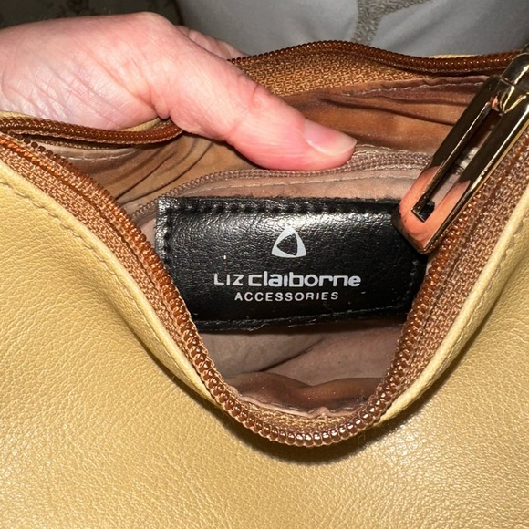 Vintage Liz Claiborne Tan Mustard Shoulder Bag Y2K Mini Hobo Purse - Picture 2 of 3